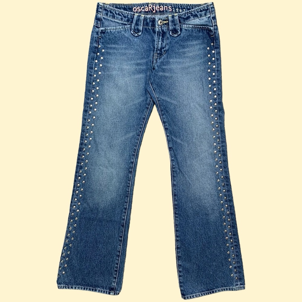 Vintage Y2K Studded Denim Low Rise Flare Jeans